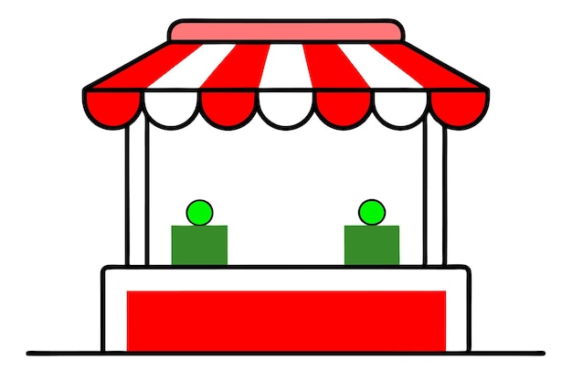 El mercado de Navidad muestra una ilustración de arte de línea vectorial con clipart aislado sobre un fondo blanco.