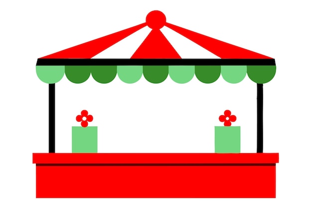 El mercado de Navidad muestra una ilustración de arte de línea vectorial con clipart aislado sobre un fondo blanco.