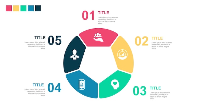 Mercado de recursos sinceridad seguridad móvil iconos de privacidad en línea Plantilla de diseño de diseño infográfico Concepto de presentación creativa con 5 pasos