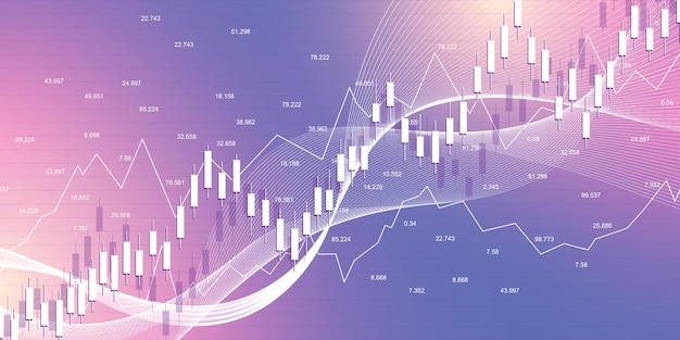 Mercado de valores y bolsa. Gráfico de gráfico de velas de negocios de comercio de inversión en bolsa. Datos del mercado de valores. Punto alcista, Tendencia del gráfico. ilustración vectorial