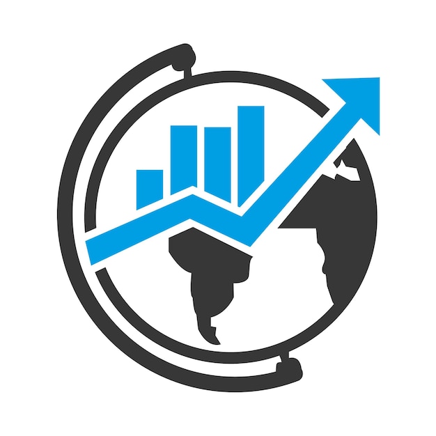 Mercado de Valores financiero de la Tierra con logotipo de flecha Diseño de ilustración de plantilla