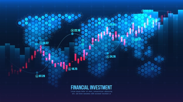 Mercado de valores o gráfico de compraventa de divisas en concepto gráfico adecuado para inversión financiera o idea de negocio de tendencias económicas y todo el diseño de obras de arte. Antecedentes financieros abstractos. ilustración vectorial