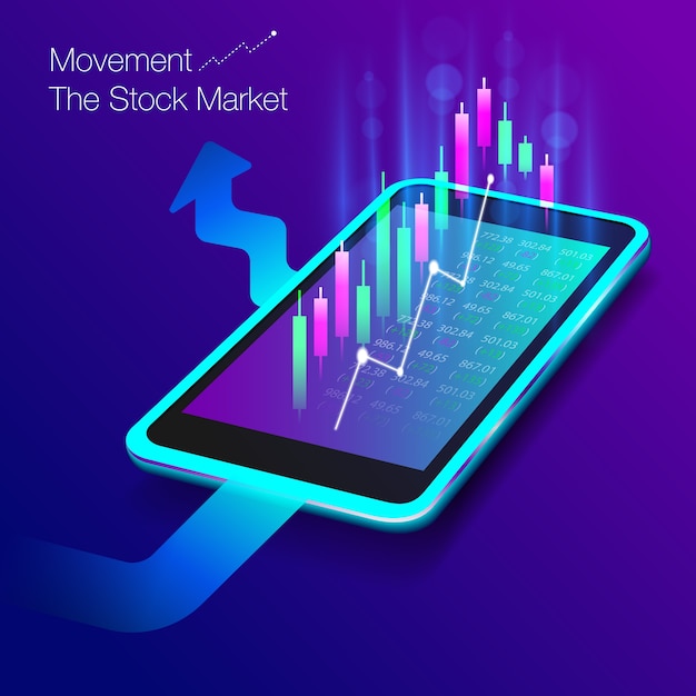 Vector mercado de valores en teléfonos inteligentes