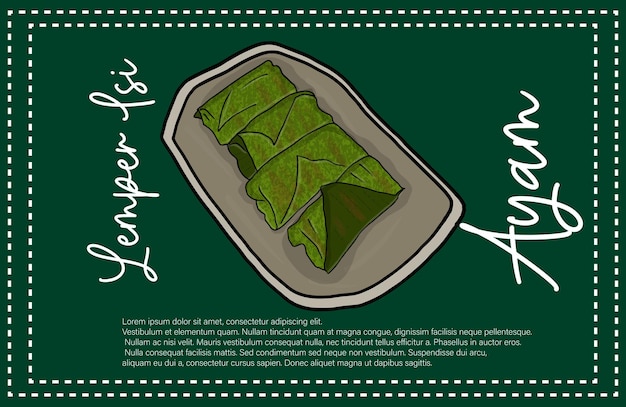 Merienda de pollo Lemper en garabato, estilo de dibujos animados