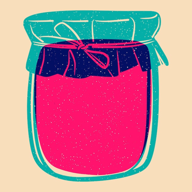 Mermelada Colorida ilustración vectorial dibujada a mano Efecto de impresión Riso Elemento gráfico