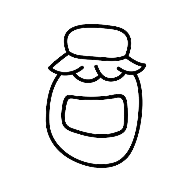 Mermelada dulce dibujada a mano en tarro Ilustración de garabato de línea vectorial