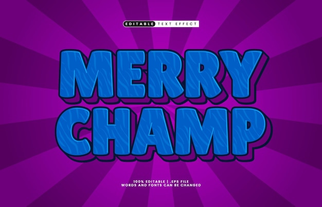 Merry champ efecto de texto editable con un estilo de texto de juego y juego