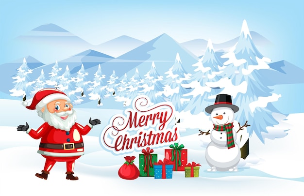 Merry Christmas Banner Concept l Fondo de Navidad con abeto de muñecos de nieve de robigraphics