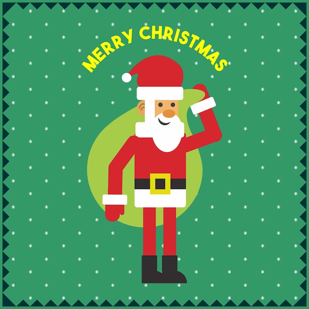 Merry christmas santa gift fondo verde vector gráfico ilustración