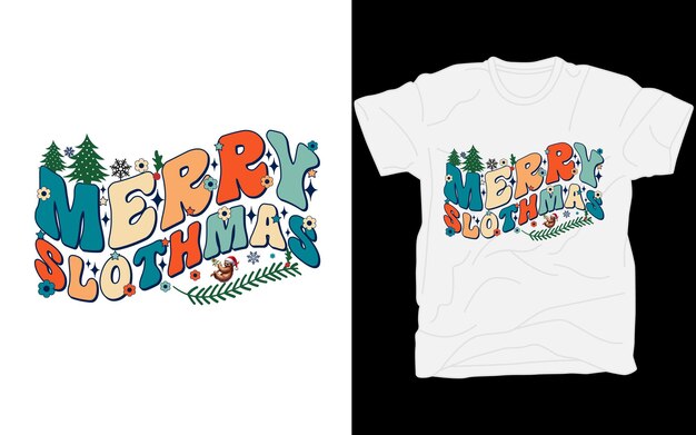Merry Slothmas Diseño de camisas de Navidad divertidas