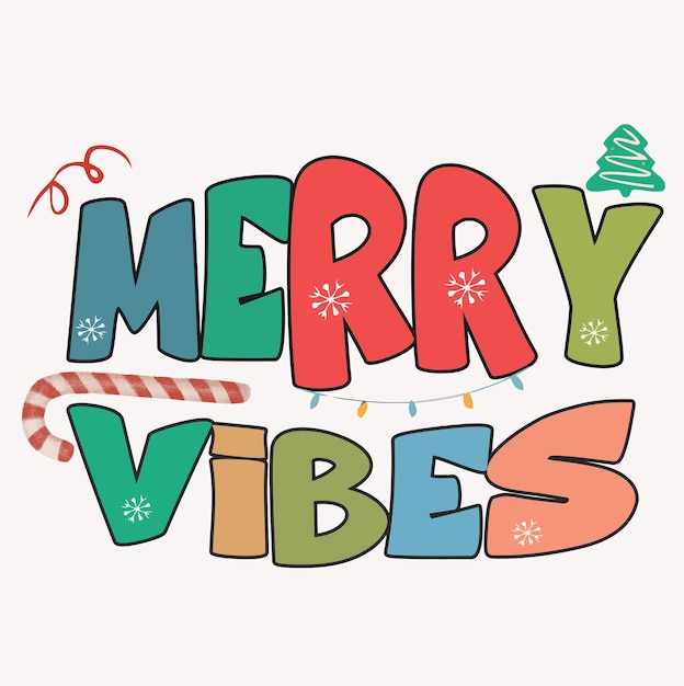 Merry Vibes Christmas cita diseño de tipografía retro