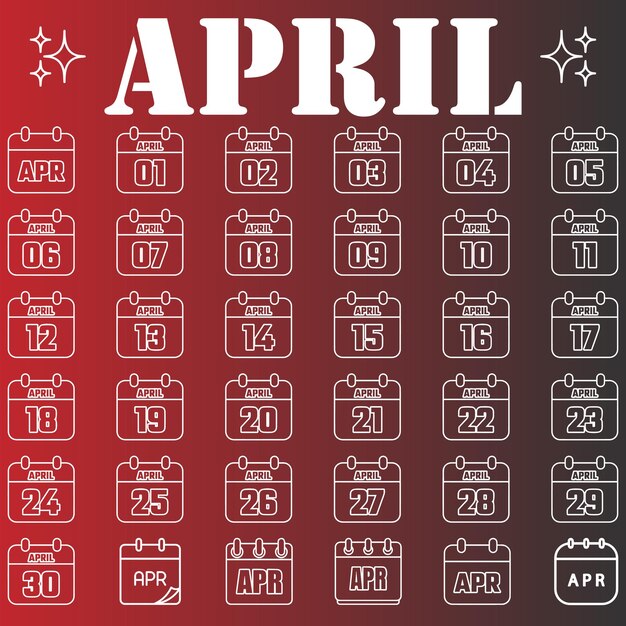 mes de abril todos los elementos de fecha vector