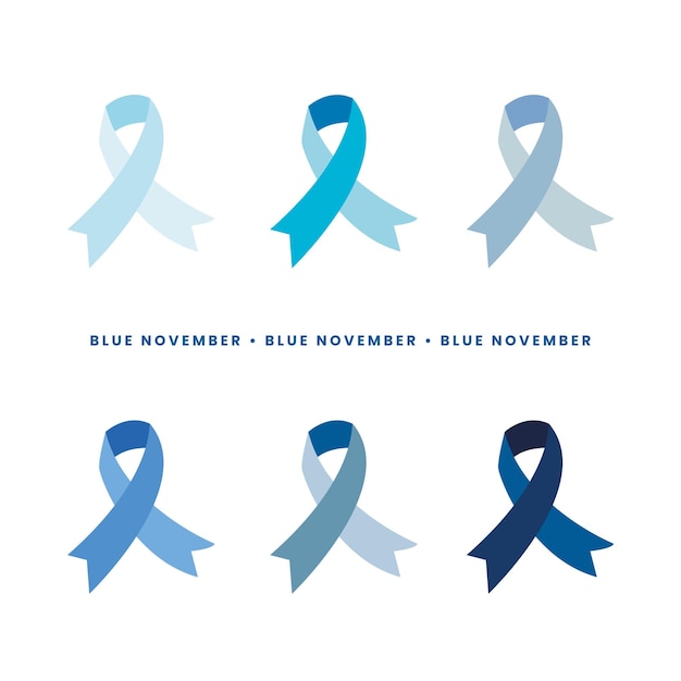 El mes de concienciación de noviembre azul símbolo del icono de la cinta azul cáncer de próstata hombre hombres