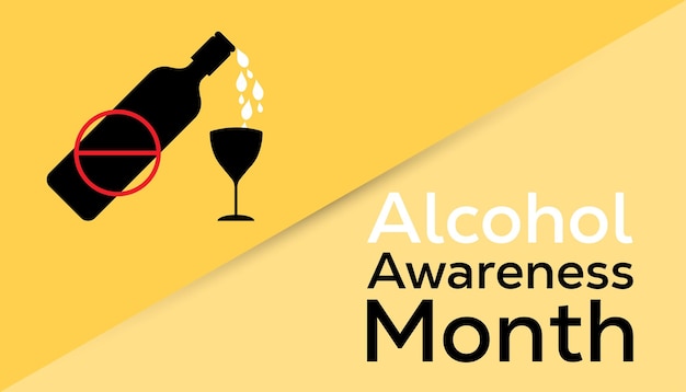 Mes de Concienciación sobre el Alcohol observado cada año en abril Cartel de carteles de vacaciones y vector de fondo