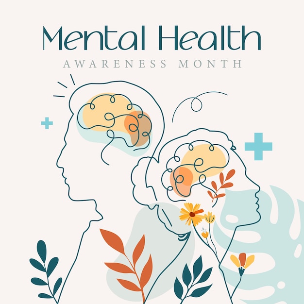 Mes de Concienciación sobre la Salud Mental Cuide de su cuerpo Cuida de su salud y mente Aumentar