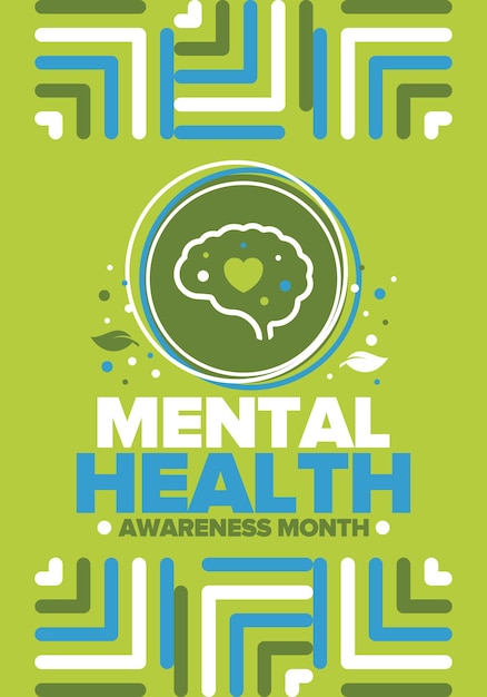 Mes de Concienciación sobre la Salud Mental en los Estados Unidos Aumentando la concienciación sobre la salud mental Cartel vectorial