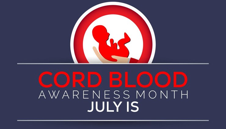 Vector mes de concienciación sobre la sangre del cordón umbilical observado cada año en julio