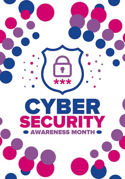 Mes de concienciación sobre la seguridad cibernética Seguridad digital Proteger los datos personales Delito digital Arte vectorial