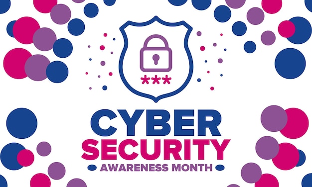 Mes de concienciación sobre la seguridad cibernética Seguridad digital Proteger los datos personales Delito digital Arte vectorial