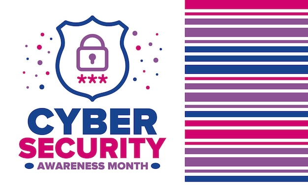 Mes de concienciación sobre la seguridad cibernética Seguridad digital Proteger los datos personales Delito digital Arte vectorial