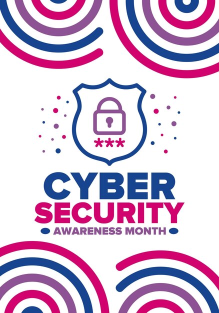 Mes de concienciación sobre la seguridad cibernética Seguridad digital Proteger los datos personales Delito digital Arte vectorial
