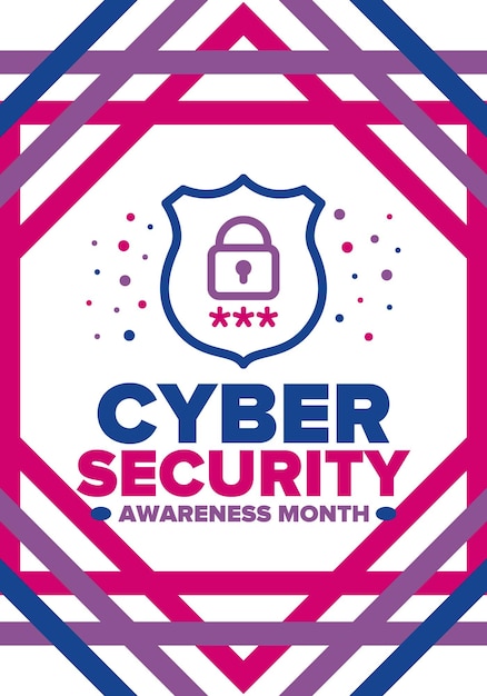 Mes de concienciación sobre la seguridad cibernética Seguridad digital Proteger los datos personales Delito digital Arte vectorial