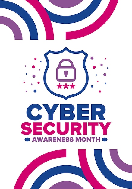 Mes de concienciación sobre la seguridad cibernética Seguridad digital Proteger los datos personales Delito digital Arte vectorial
