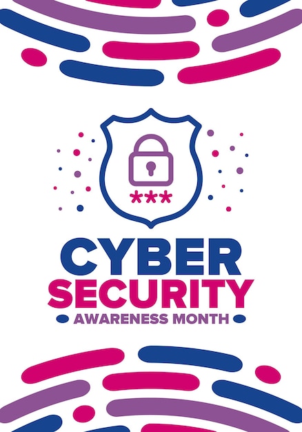 Mes de concienciación sobre la seguridad cibernética Seguridad digital Proteger los datos personales Delito digital Arte vectorial