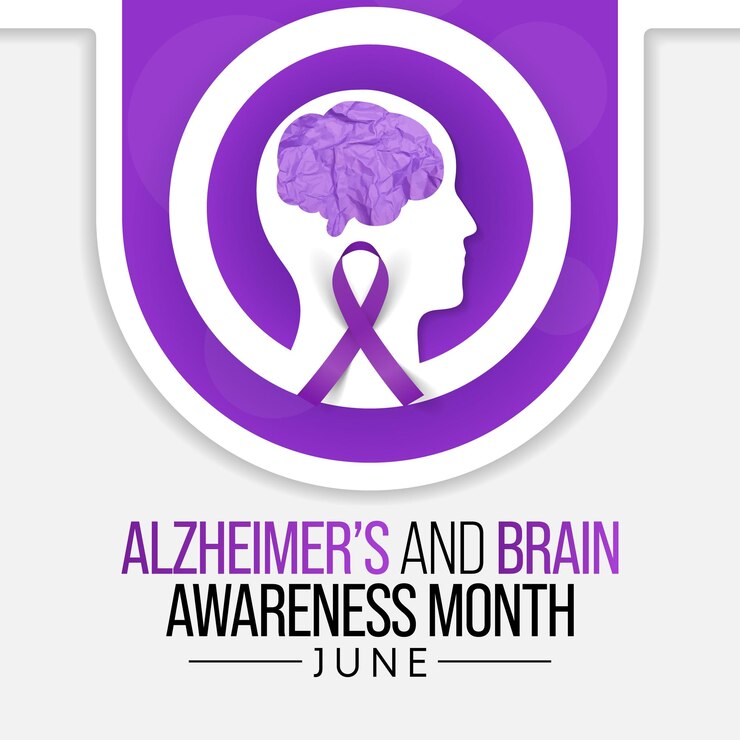 Vector el mes de concientización sobre el alzheimer y el cerebro se celebra todos los años en junio.