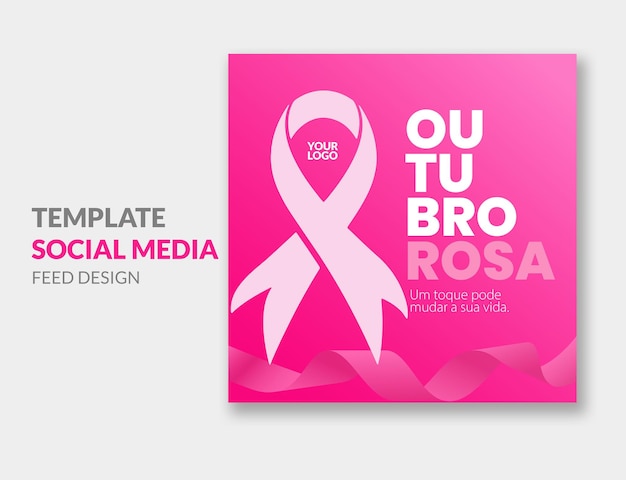 Mes de concientización sobre el cáncer de mama para la campaña de prevención de enfermedades. Plantilla de diseño de redes sociales.