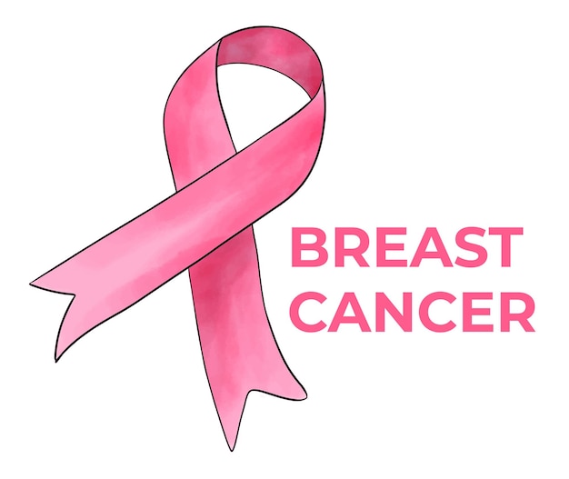 Mes de concientización sobre el cáncer de mama es un cartel simple Vector de cinta de lazo rosa