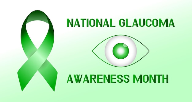 Vector el mes de concientización sobre el glaucoma se celebra en ee. uu. en enero la cinta verde ondea la pancarta de ilustración vectorial de atención médica