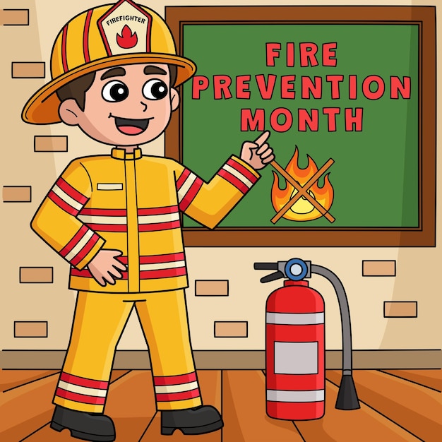 Mes de enseñanza de los bomberos para la prevención de incendios de color