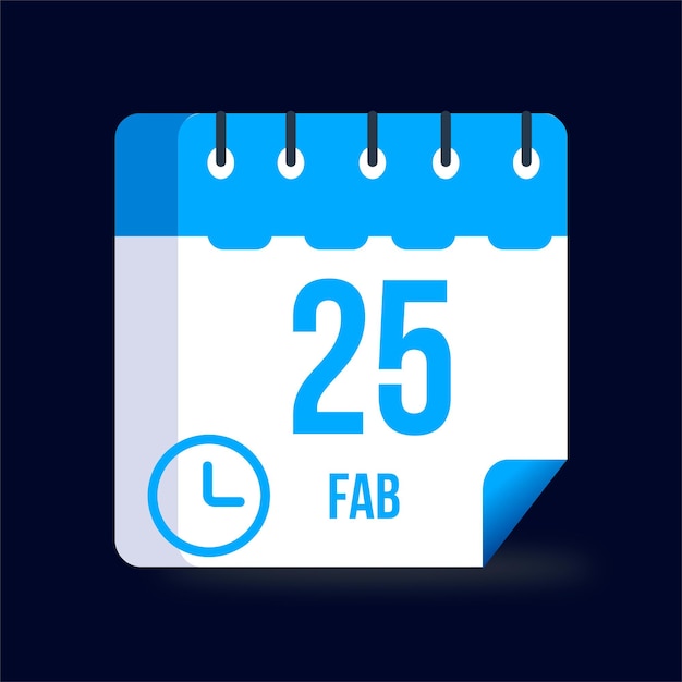 Mes de febrero de 2025 Calendario Vector Premium