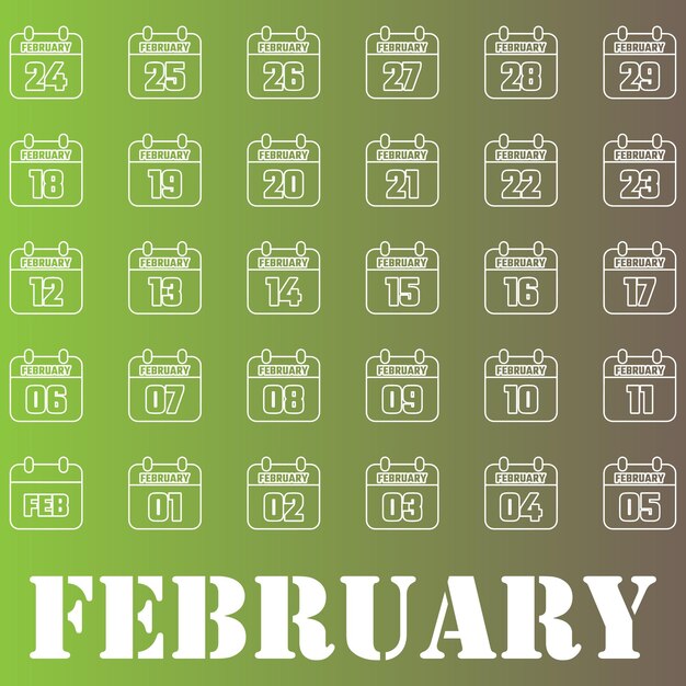 mes de febrero todos los elementos de fecha vector