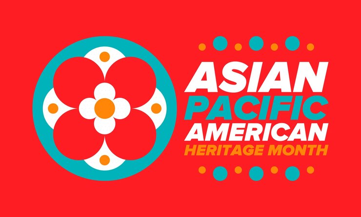 Vector mes de la herencia asiática del pacífico americano asiáticos americanos e isleños del pacífico en los ee. uu. arte vectorial