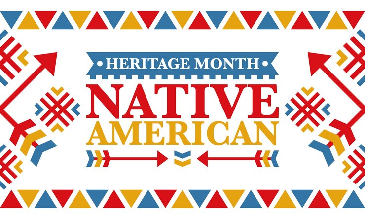 Vector mes de la herencia nativa americana cultura india estadounidense tradición patrón indio vector auténtico