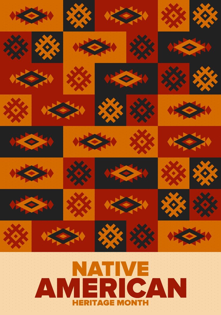 Vector mes de la herencia nativa americana en noviembre patrón de tradición de la cultura india americana vector