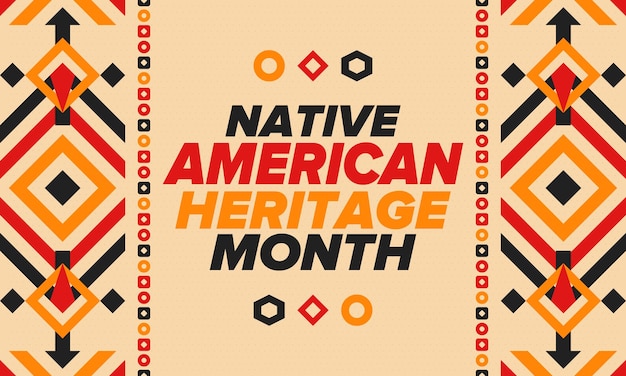 Vector mes de la herencia nativa americana en noviembre patrón de tradición de la cultura india americana vector