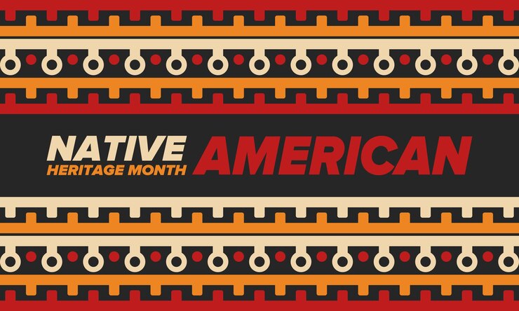 Vector mes de la herencia nativa americana en noviembre patrón de tradición de la cultura india americana vector