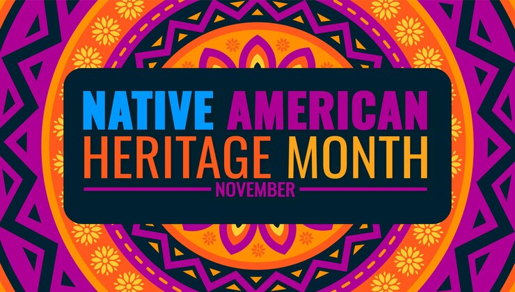 Vector mes de la herencia nativa americana template de diseño de fondo o pancarta cultura india estadounidense