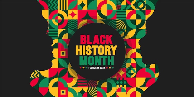 Mes de la historia afroamericana negra tipografía de letras coloridas con fondo Celebrado