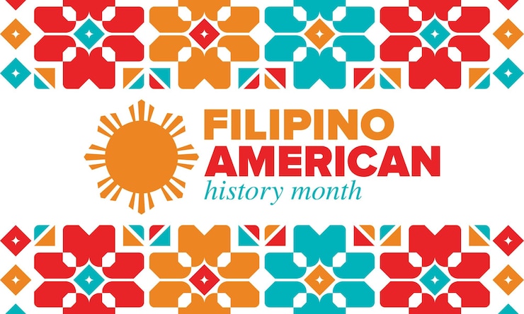 Vector mes de la historia filipina-estadounidense feliz fiesta filipinos y bandera de los estados unidos cartel vectorial
