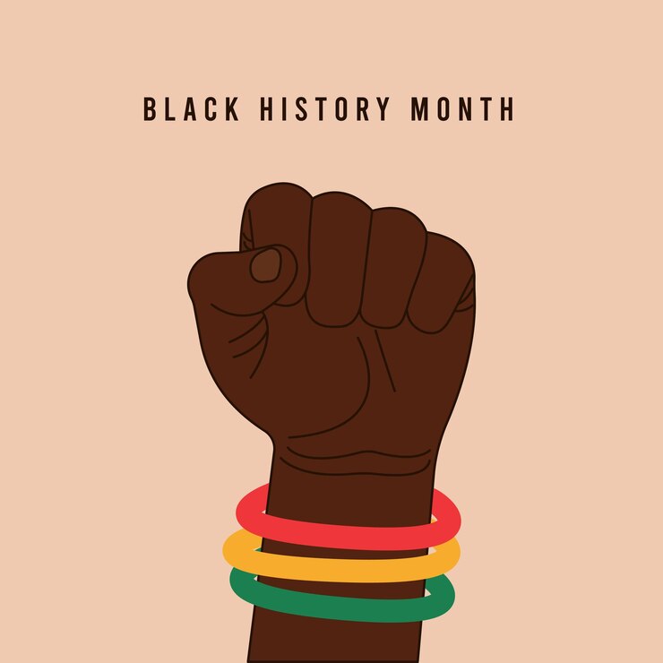 Vector mes de la historia negra o historia afroamericana. contra la discriminación racial del color de piel oscuro.