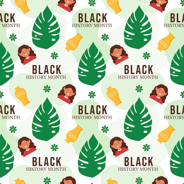 Mes de la historia negra Patrón sin costuras de vacaciones afroamericanas en plantilla Ilustración dibujada a mano