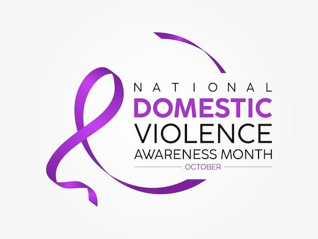 El Mes Nacional de Concientización sobre la Violencia Doméstica amplifica la promoción de voces y el apoyo a la plantilla de ilustración vectorial de seguridad y bienestar