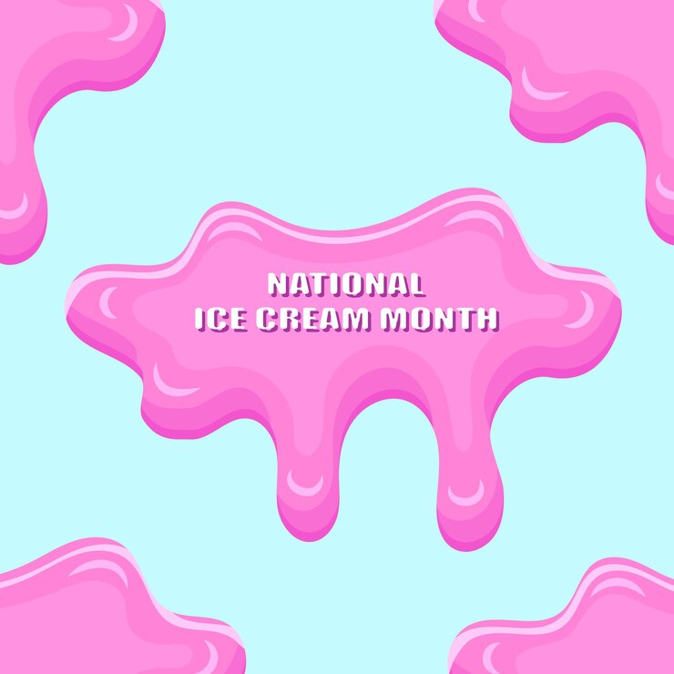 Vector mes nacional del helado gotas de helado cartel de felicitación con cartel de cartel con ilustración vectorial