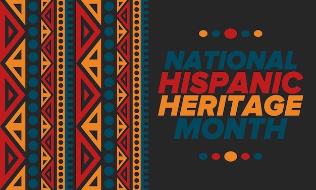 Mes Nacional de la Herencia Hispana en otoño Afiche vectorial de la cultura hispana y latinoamericana