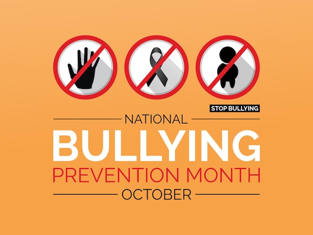 El Mes Nacional de Prevención del Bullying genera conciencia sobre la empatía y la promoción de comunidades más seguras Plantilla de ilustración vectorial