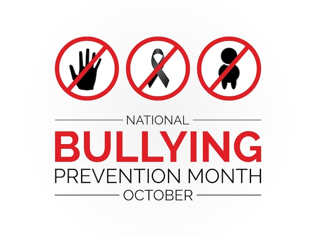 El Mes Nacional de Prevención del Bullying genera conciencia sobre la empatía y la promoción de comunidades más seguras Plantilla de ilustración vectorial